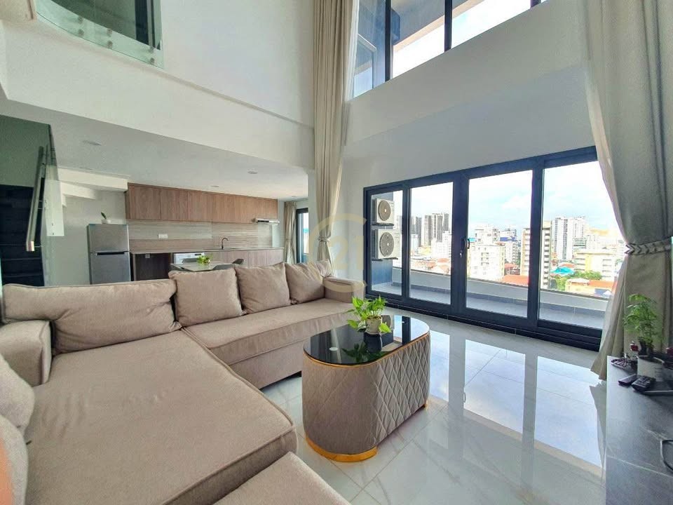 Russian Market | Modern 3BR Duplex Penthouse for Rent – Spacious & Fully Furnished