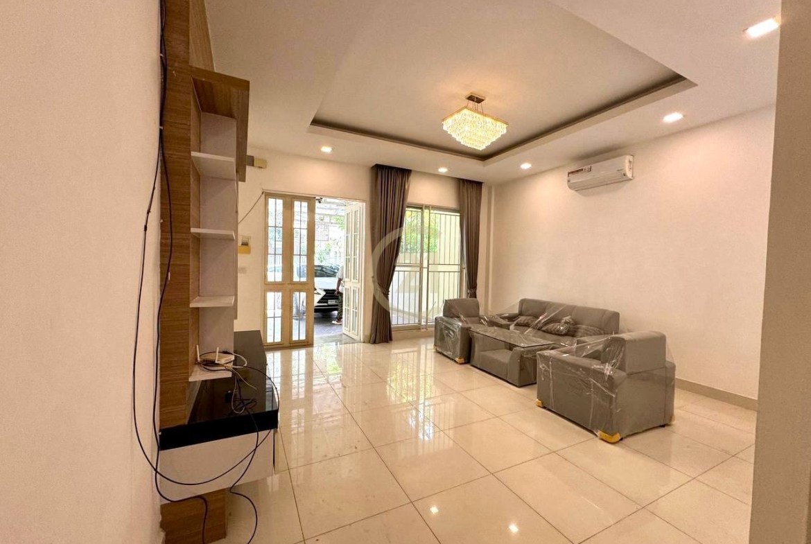Spacious 4-Bedroom Villa for Rent at Chip Mong Aeon 2 | Partially Furnished